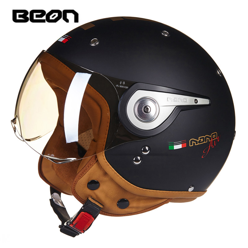 Vintage Open Face Retro Helmet - Beon B-110 moto rcycleヘルメットbeon 3/4オープンフェイスヘルメットレトロcapacete motoクロスcasque
