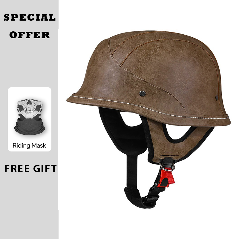 レザーハーフヘルメット ヴィンテージ オープンフェイス オー - Vintage Open Face Retro Helmet のレビューと価格