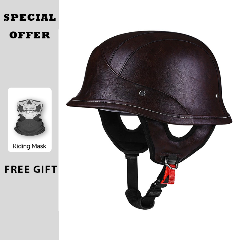 レザーハーフヘルメット ヴィンテージ オープンフェイス オー - Vintage Open Face Retro Helmet のレビューと価格