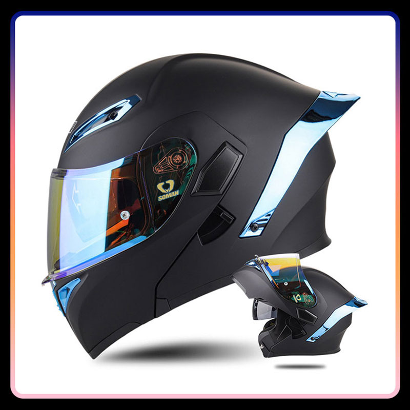 四季通用フリップアップオートバイヘルメットダブルレンズモジュ - Dual Visor Motorcycle Racing Helmet のレビューと価格