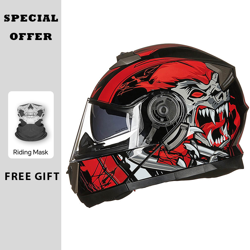 オートバイヘルメット モジュラーフリップアップヘルメット ダ - Modular Flip Up Motorcycle Helmet Dot Approved のレビューと価格