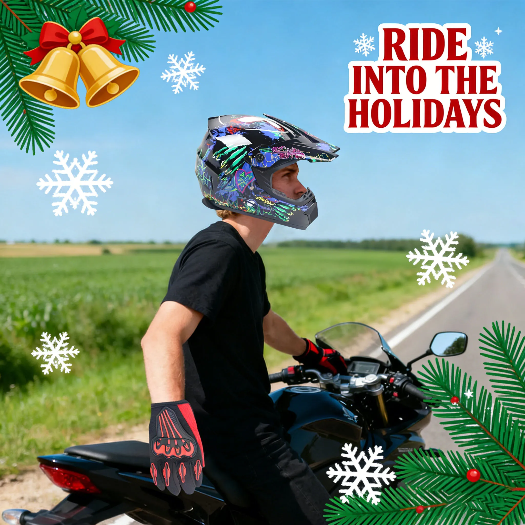 モトクロスヘルメットキット、オートバイヘルメットフルフェイス - Off Road Motocross Helmet Goggles Set のレビューと価格