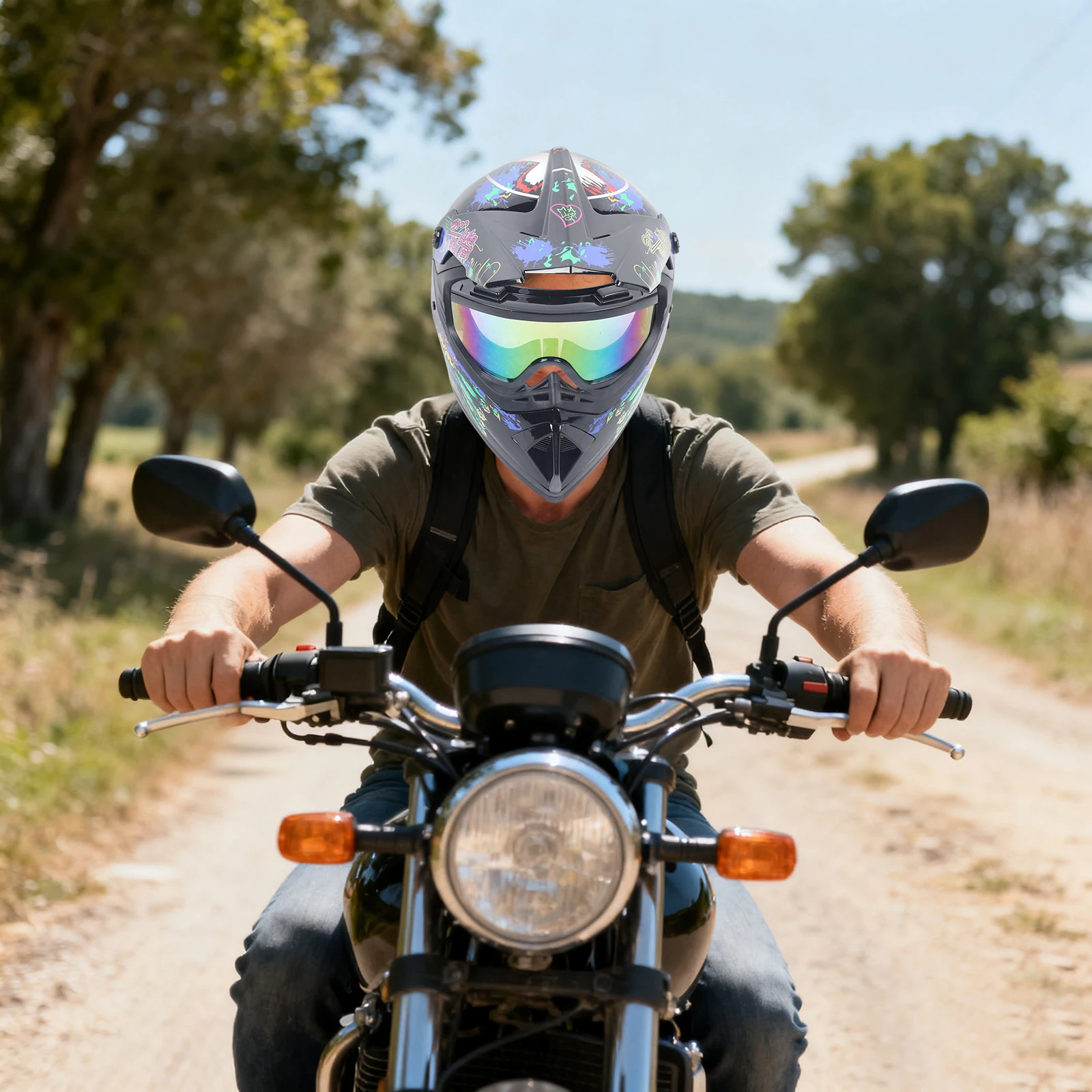 モトクロスヘルメットキット、オートバイヘルメットフルフェイス - Off Road Motocross Helmet Goggles Set のレビューと価格