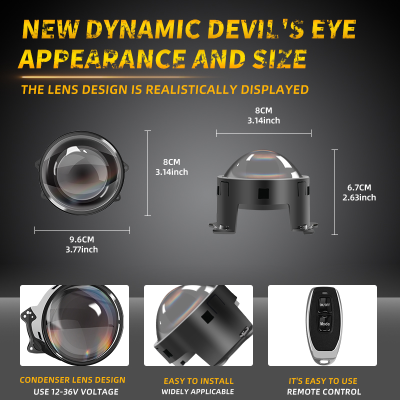 2 個リモコン LED アイライトトラック車のヘッドライトフ - Universal Motorcycle Led Headlight Projector のレビューと価格