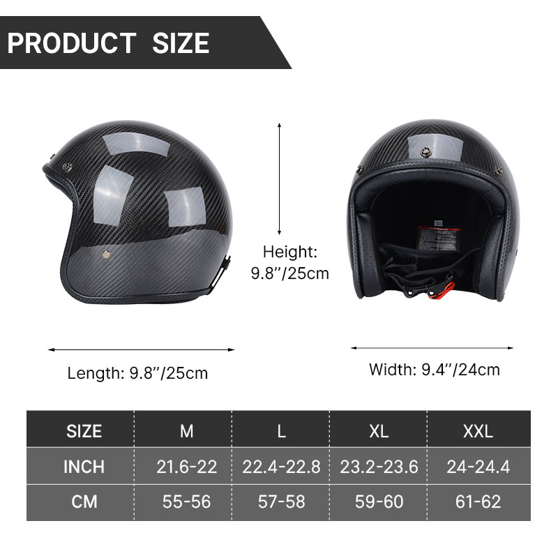 ヴィンテージカーボンファイバーオートバイヘルメット,超軽量, - Carbon Fiber Lightweight Motorcycle Helmet のレビューと価格