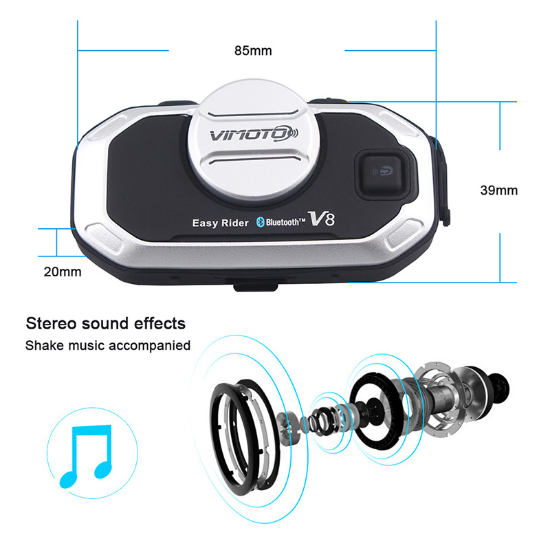 Vimoto V8 オートバイヘルメットヘッドセット Blu - Full Face Motorcycle Helmet With Bluetooth のレビューと価格