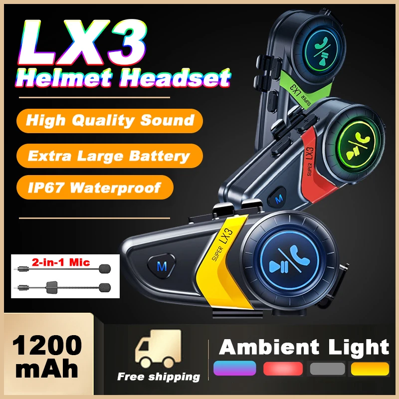 Lx3-オートバイ用ワイヤレスヘッドセット,防水,ノイズリダ - Full Face Motorcycle Helmet With Bluetooth のレビューと価格